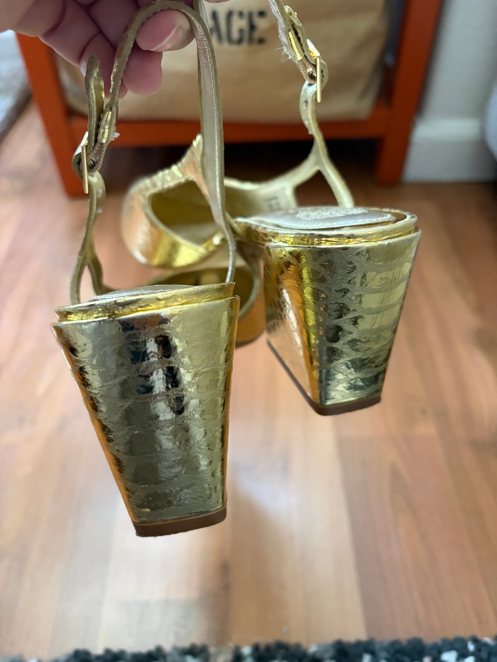 Vince Camuto Gold Pointed Slingback Pumps - Picture 2 of 3